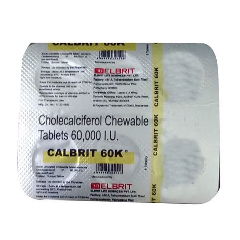 Buy Calbrit 60K Chewable Tablet | 19 Minutes Delivery | Apollo Pharmacy