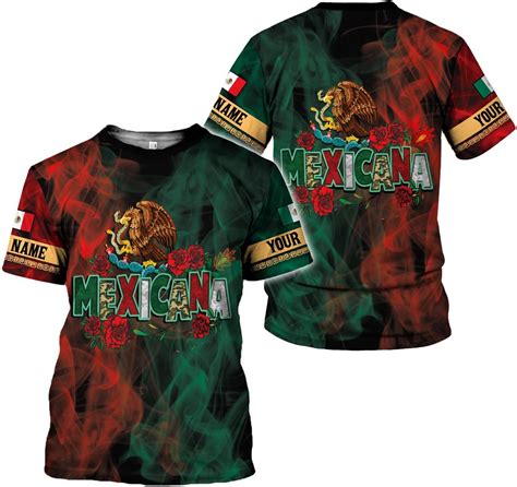 Custom Mexico Shirts Personalized Name Mexican 3D Flag Shirt for Men ...