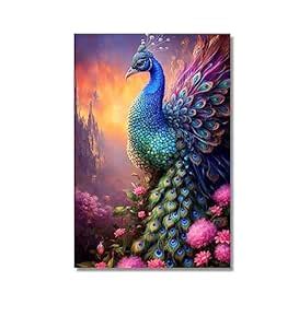 Krutik Majestic Peacock Canvas Wall Painting, Home Decor Wall Arts ...