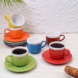 Unravel India Ceramic tableware serving hand knitted multicolor tea ...