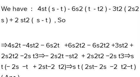 Simplify 45+(s-t)+6s² (t-t²)-3t²(2s²-s)+2s+(s-t). - Brainly.in