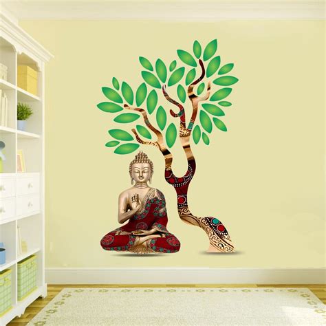 Design Zoo Gautam Buddha Floral Dress Wall Sticker : Amazon.in: Home ...