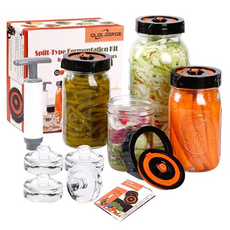 Buy Glolaurge Fermentation Kit for Wide Mouth Mason Jars, 4 Pack Split ...