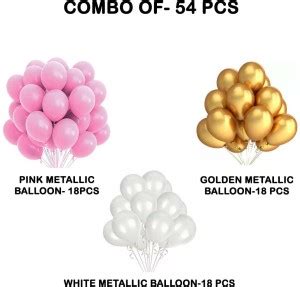 Flipkart.com | EXPOZZEN Solid Golden White pink Metallic Balloons Pack ...