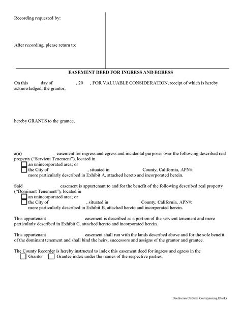 Download California Easement Deed Forms Sample Deed Of Easement California Yolo County – Browse ...