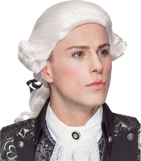 Amazon.com : Lotfon Judge Colonial Wig Man Long Wave White Wig ...