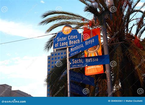 Long Beach, California: Long Beach Sister Cities Sign Editorial Photo ...