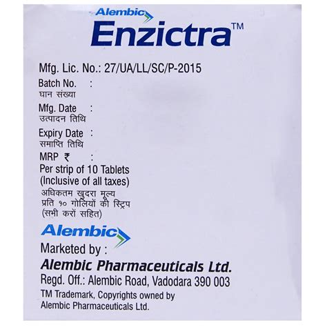 Enzictra Tablet 10's Price, Uses, Side Effects, Composition - Apollo ...