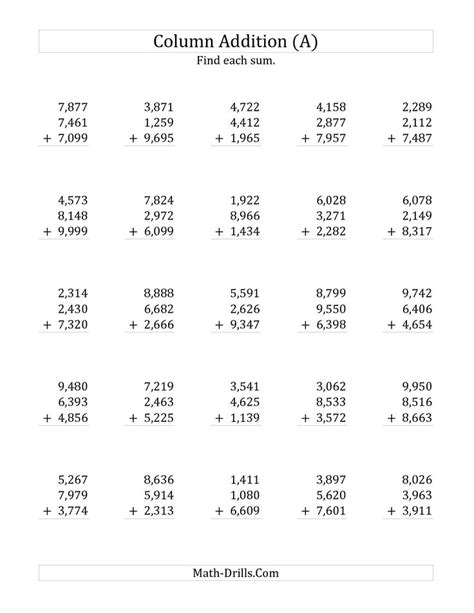 Image result for Adding Numbers 4 Number Three Digit Worksheet