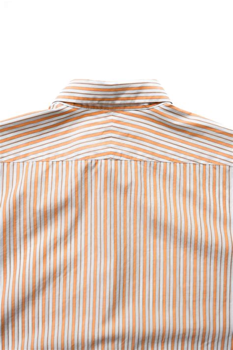 [Mid 00's] "Hermès" Cotton Poplin Orange Stripe Shirt(Designed by ...
