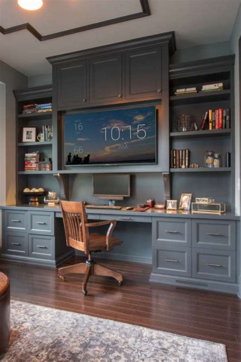 Blue Office Cabinet Designs | Small home offices, Home office, Home library design
