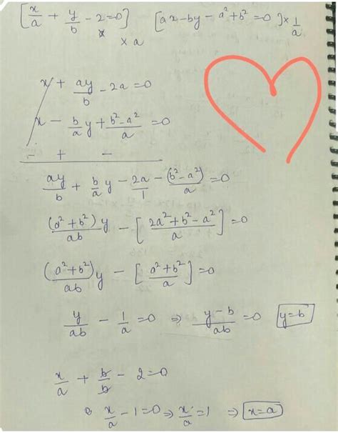 value of x and y in the system of a linear equation [tex] \frac{x}{a ...