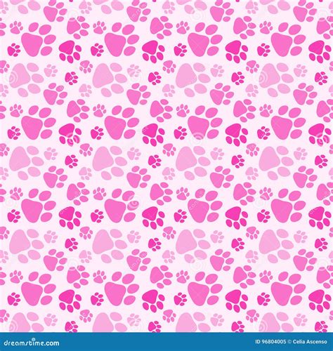 Girl Dog Paw Prints Seamless Background Stock Illustration ...