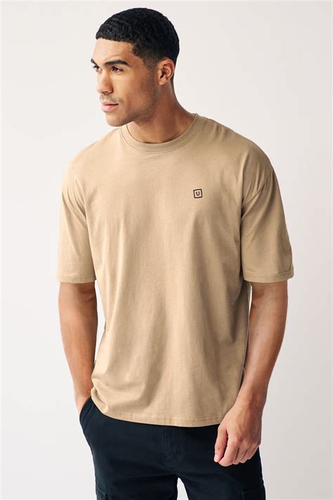 Men's Ginger Brown Solid Round Neck Oversized Half Sleeve Cotton T-Shi ...