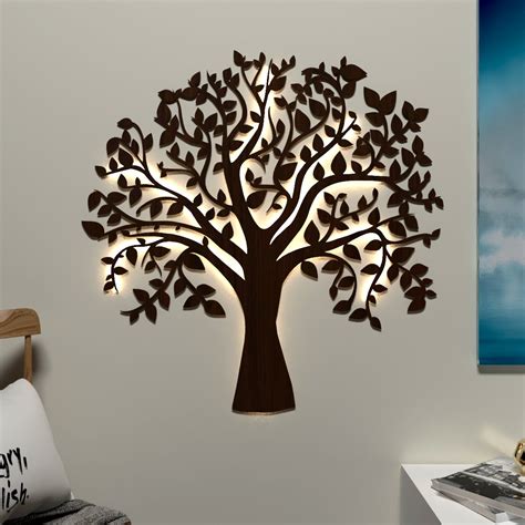 Glowing Tree Backlit wall Art / Night Light, Walnut Finish – Decors Mantra