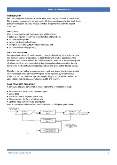 Image result for Computer Introduction Notes