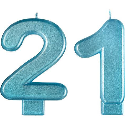 Blue Number 21 Birthday Candles, 2pc | Party City