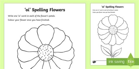 'oi' Sound Spelling Flowers Worksheet / Worksheet