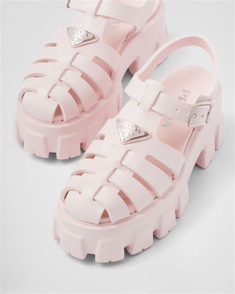 Alabaster Pink Monolith Foam Rubber Sandals | PRADA