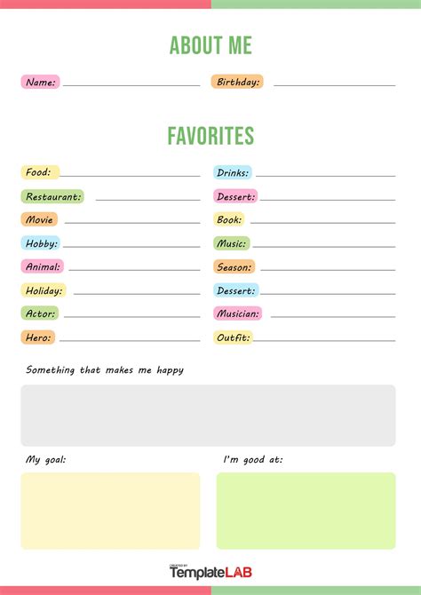19 Printable All About Me Templates (FREE) ᐅ TemplateLab