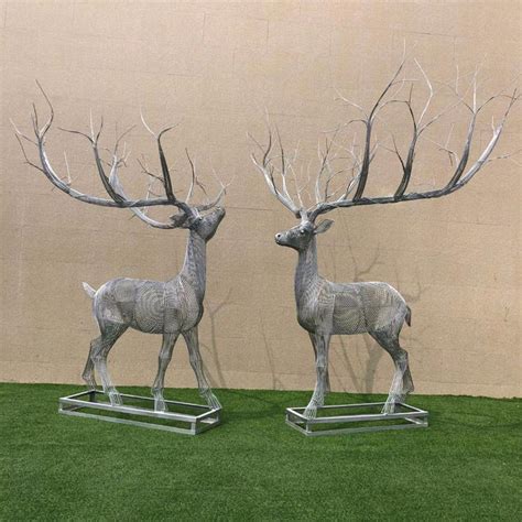 崇艺 抽象户外园林雕塑 不锈钢几何鹿雕塑 价格合理-万花筒优品