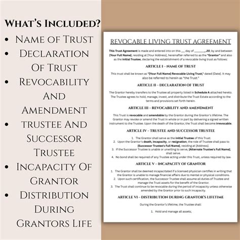 Revocable Living Trust Agreement, Living Trust Form, Inter Vivos Trust ...