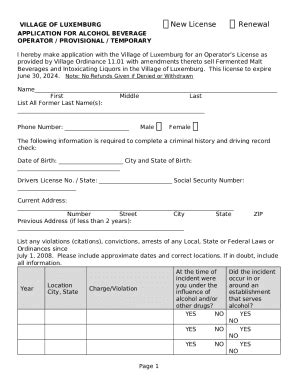 APPLICATION FOR BEVERAGE OPERATOR'S LICENSE ( ... Doc Template | pdfFiller