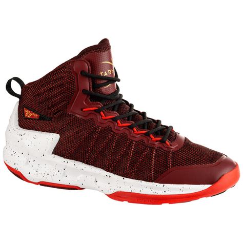 Adult Basketball Shoes High Ankle Shield 500 Burgundy Red