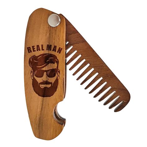 Amazon.com: Wooden Beard Comb for Men | Folding Pocket Wooden Comb ...