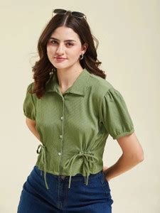 J TURRITOPSIS Women Solid Casual Green Shirt - Buy J TURRITOPSIS Women ...