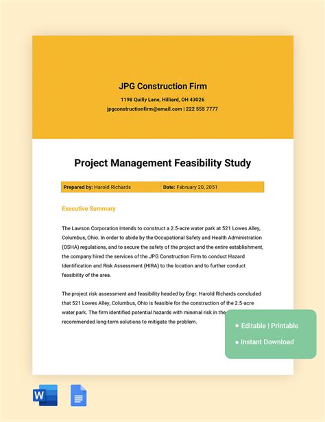 Image result for Feasibility Report Examples PDF