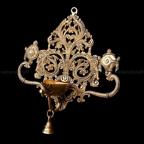 Brass Shankh Chakra Wall Hanging Diya (11 Inch) – Vedansh Craft