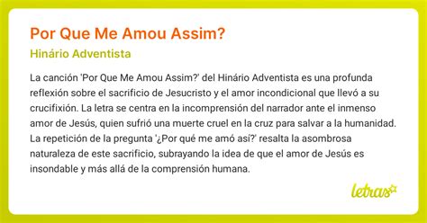 Significado de la canción POR QUE ME AMOU ASSIM? (Hinário Adventista ...