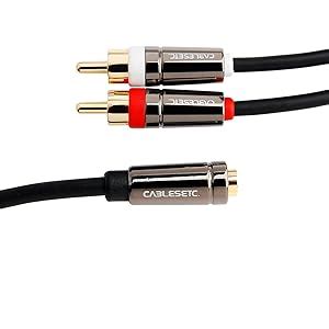 CABLESETC Pro Series Pure Copper Gold Plated 3.5mm Stereo Female to 2 ...