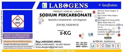 Sodium Percarbonate 5-KG, (Cas.No.15630-89-4) : Amazon.in: Industrial ...