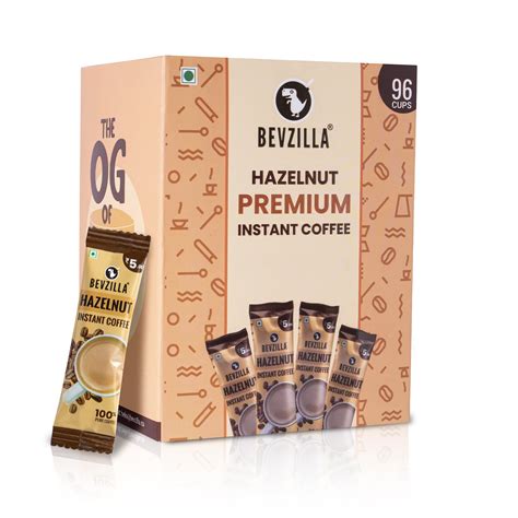 Bevzilla 96 Instant Coffee Powder Sachets (Hazelnut) - 192 Grams| Hot ...