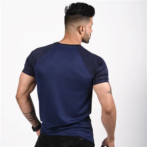 Aura Textured T-shirt Navy Blue – OMART FASHION
