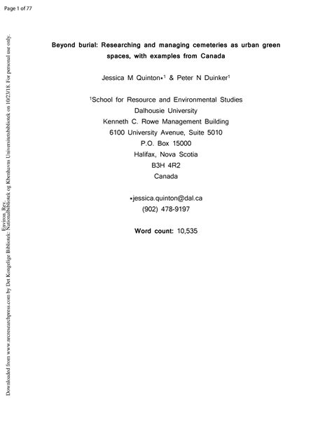 Researching and managing cemeteries as urban green - Rowe Management ...