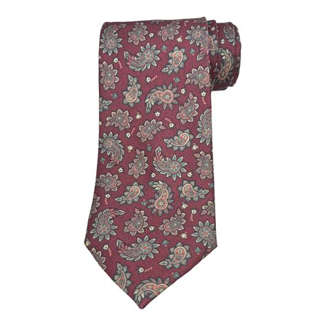 Burgundy Paisley Printed Silk Tie – Tie Benon