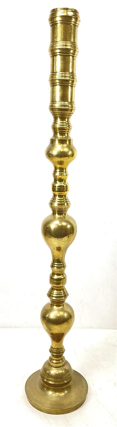 Lot - (2pc) Middle Eastern Brass Floor Candle Holders