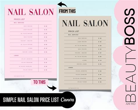 Buy Nail Salon Price Lists,nail Technicians, Nail Services Prices ...