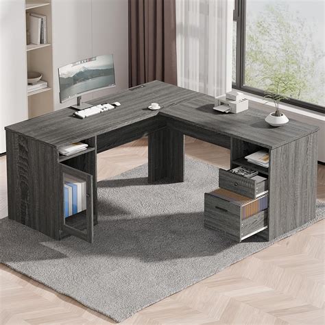 MU L Shaped Desk with File Cabinet, Corner Computer India | Ubuy