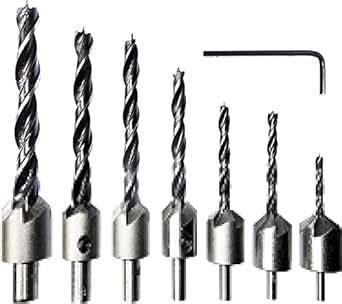 PACZO Countersink Drill Bit Set of 7pcs, Brad Point Drill Bits ...