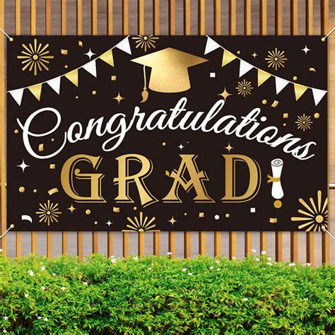 Buy Graduation 2022 Decorations Congrats Grad Banner, Black Graduation ...