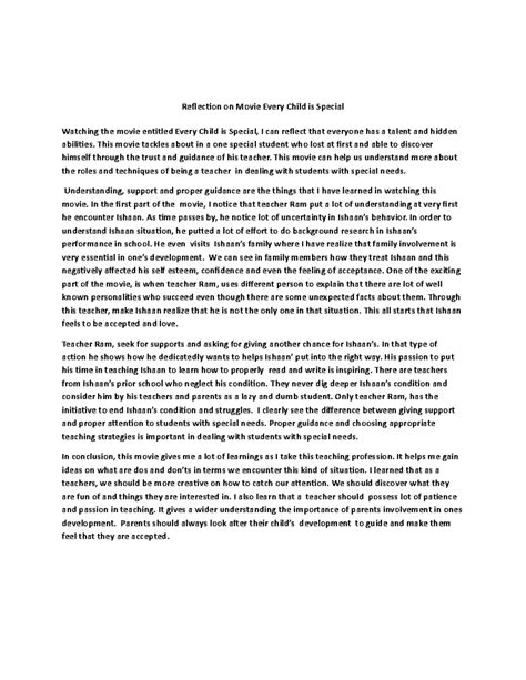 Reflection on "Every Child is Special": Insights for Teaching - Studocu