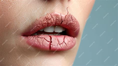 Labios Primer plano de labios agrietados y agrietados problema de piel seca con enfermedad bucal ...