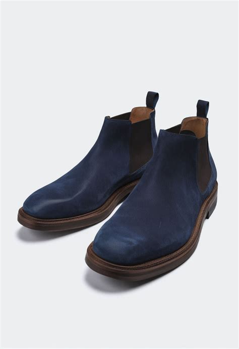 Dark Blue Suede Leather Grayson Chelsea Boot – Costoso Italiano
