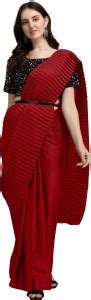 Buy URBAN LUXE Solid/Plain Bollywood Satin Purple Sarees Online @ Best ...