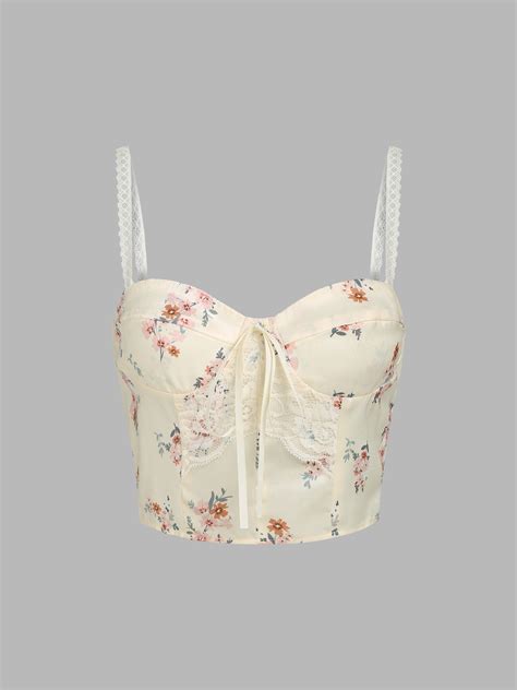 Floral Lace Tank Top For Outdoor