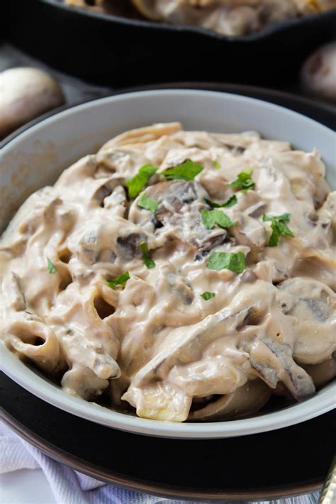 Vegetarian Beef Stroganoff - Baking You Happier